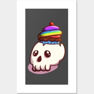 Skull Cupcake Halloween Cute Food Posters and Art